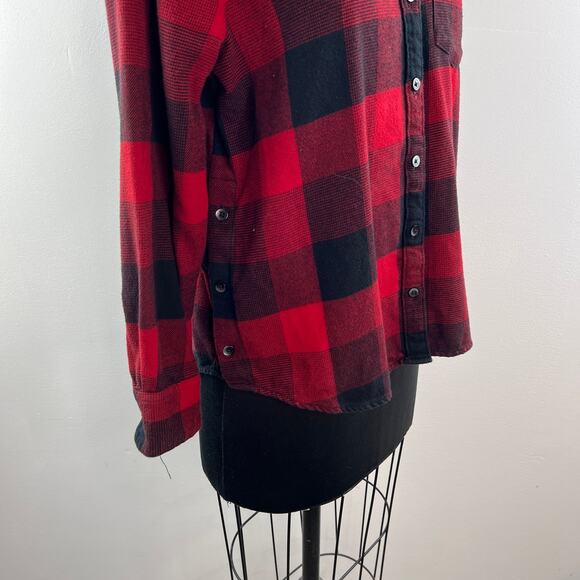 MADEWELL Flannel Oversized Plaid Ex-Boyfriend Shirt Side Button Pockets Size S - Picture 7 of 12